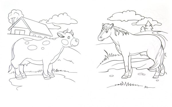 Раскраска пейзаж животные