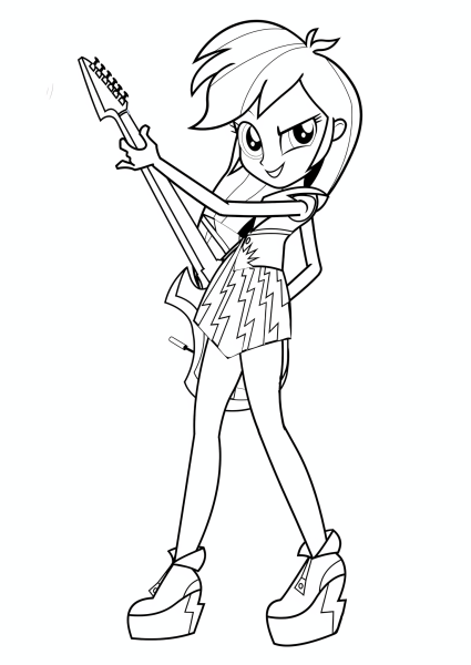 Раскраска Радуга Дэш девушка Эквестрии