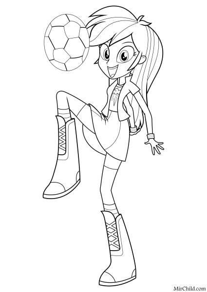 Раскраска Радуга Дэш девушка Эквестрии