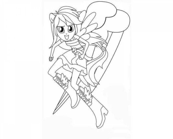 Раскраски девочки Эквестрии Радуга Дэш