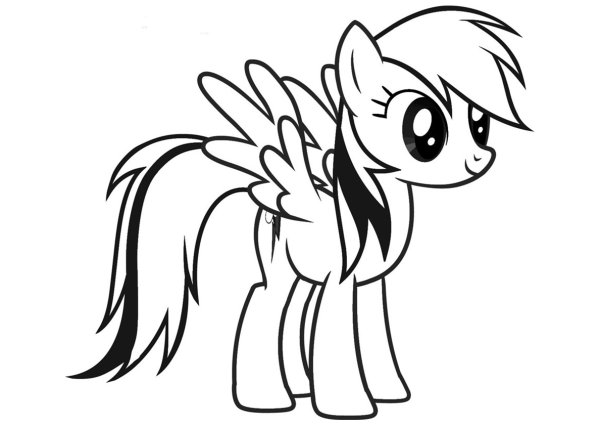 Раскраски милые пони Радуга Дэш