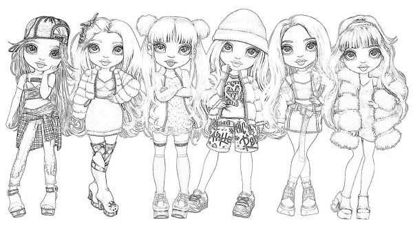 Раскраска кукла Rainbow High