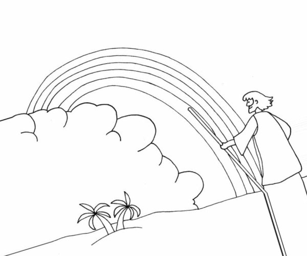 Радуга в небе раскраска