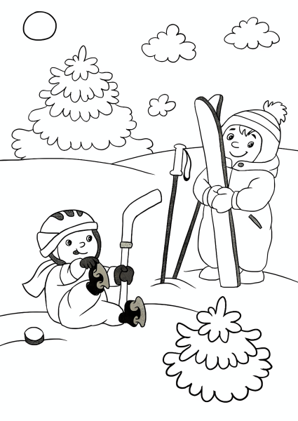 Раскраска. Зимние забавы