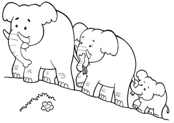 Слониха со слоненком раскраска