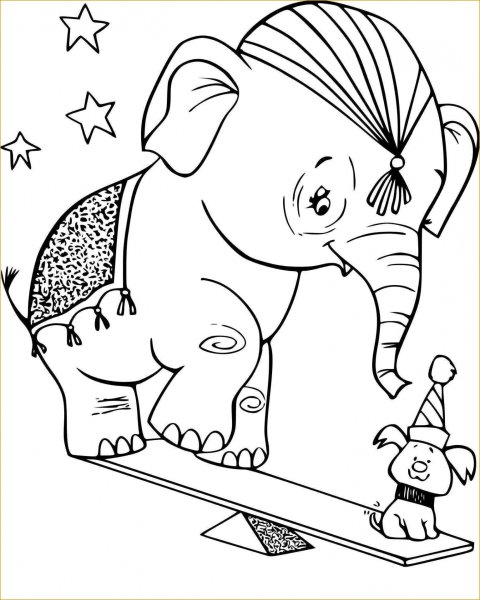 Девочка и слон раскраска