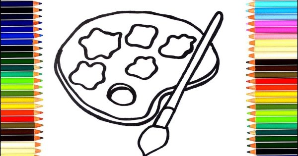 Раскраска палитра с красками