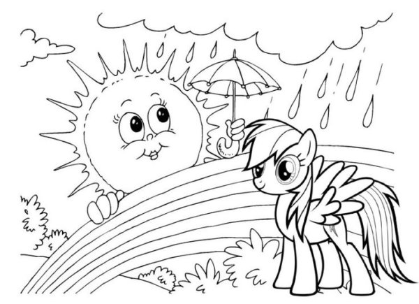 Раскраски Радуга Дэш человека на пляже