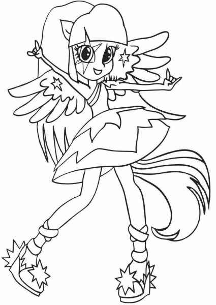 Раскраска Радуга Дэш девушка Эквестрии