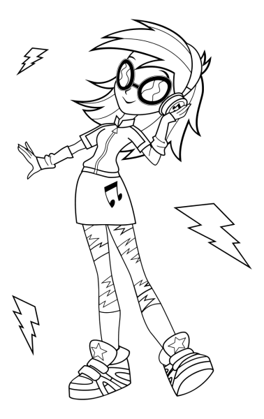 Раскраска девушки из Эквестрии Радуга Дэш