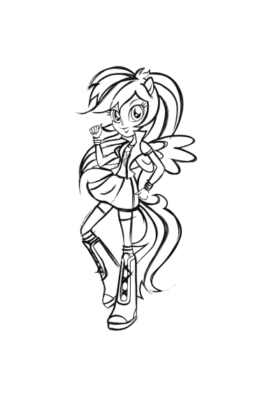 Раскраска Радуга Дэш девушка Эквестрии