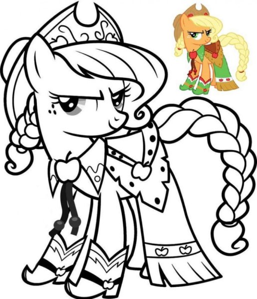 Эпл Джек пони раскраска