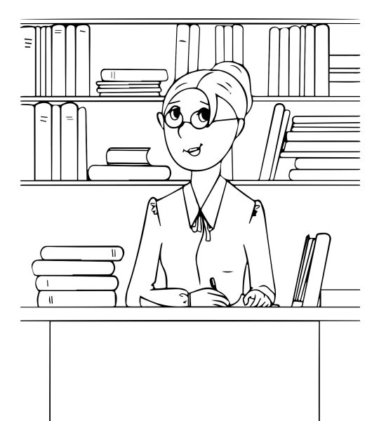 Профессия библиотекарь раскраска