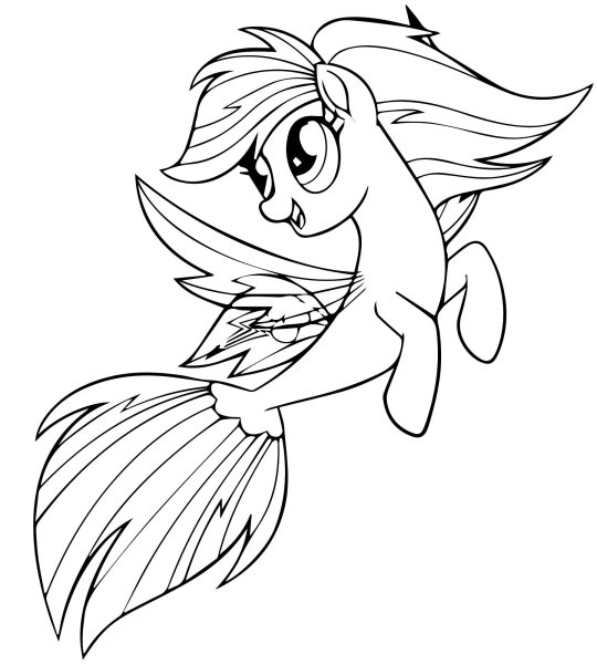 Раскраски пони Рейнбоу Дэш Русалка
