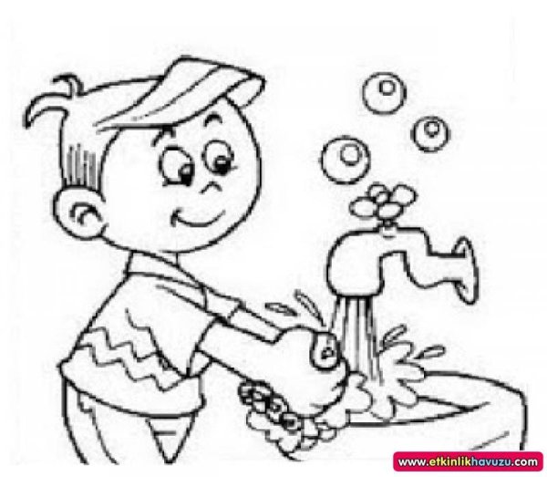 Раскраска умывание для детей