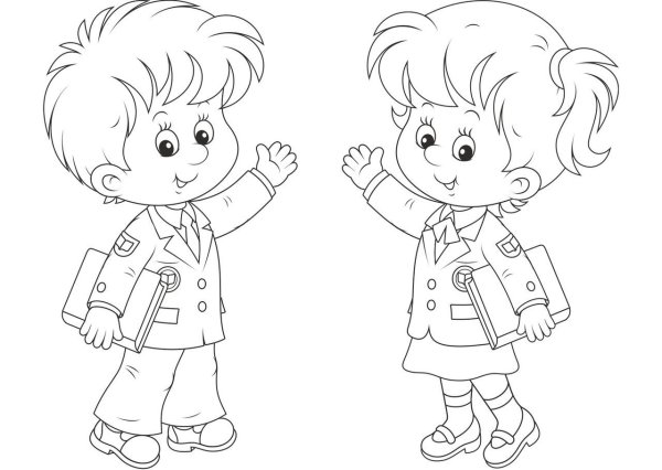 Школьники раскраска для детей