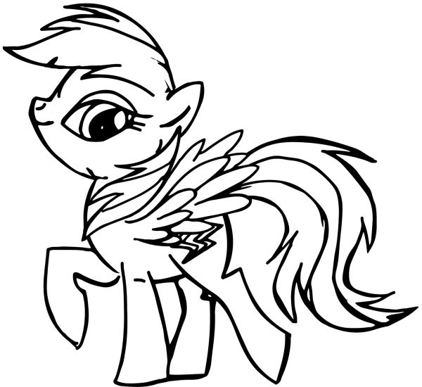 Раскраски пони Радуга Дэш с ребенком