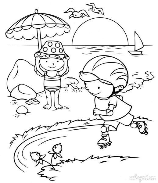 Летние забавы раскраски для детей