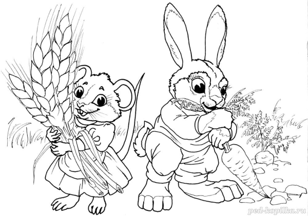 Раскраска для детей осеннее зайчик