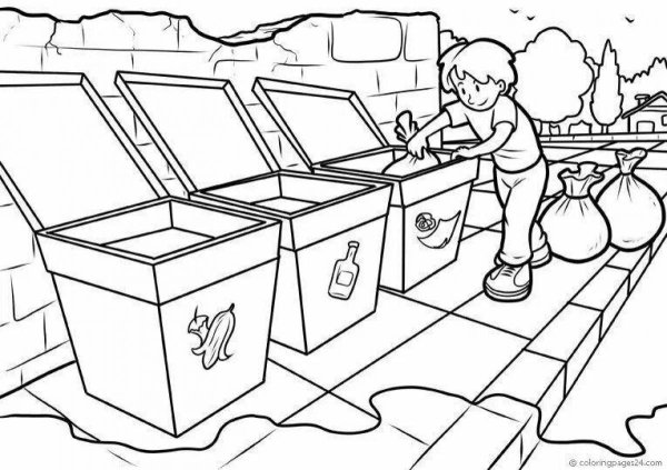 Мусор раскраска для детей