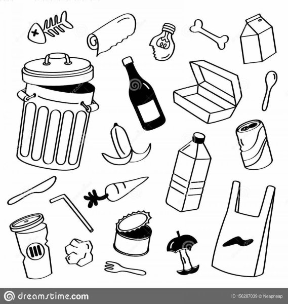 Мусор раскраска для детей