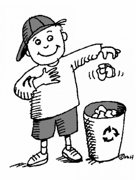 Мусор в лесу раскраска для детей