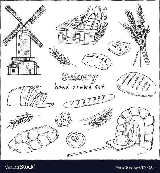 Схема рисования хлеба