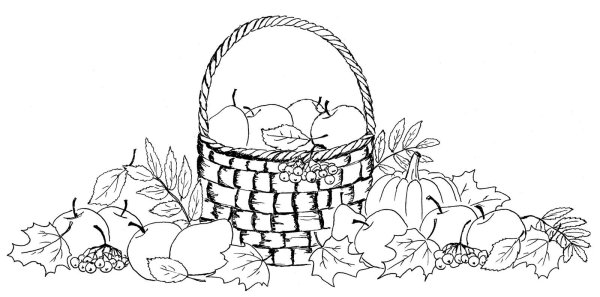 Осенняя корзинка раскраска