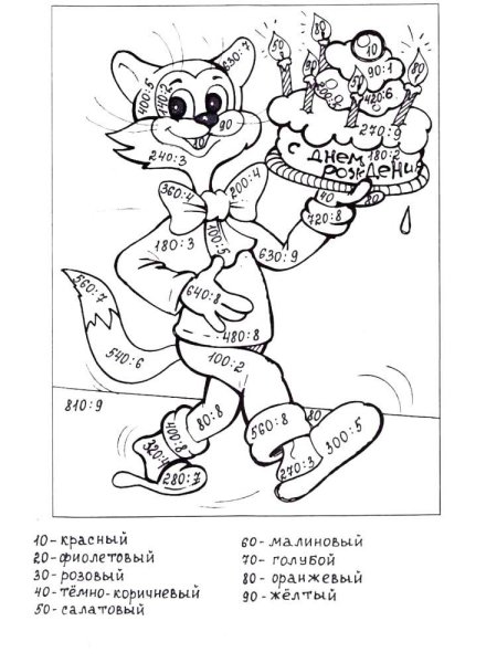 Раскраска с примерами на умножение