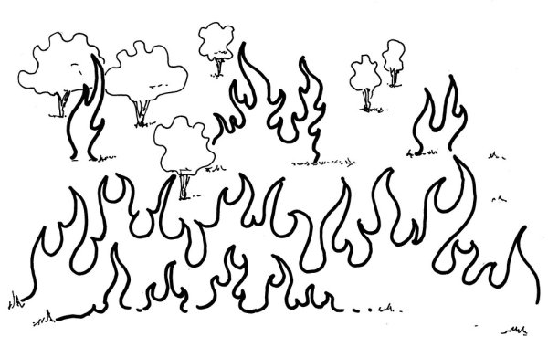 Пожар в лесу раскраска