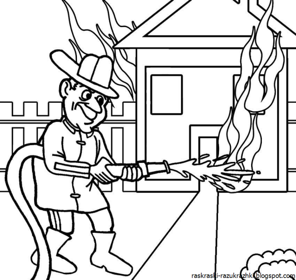 Пожарник раскраска