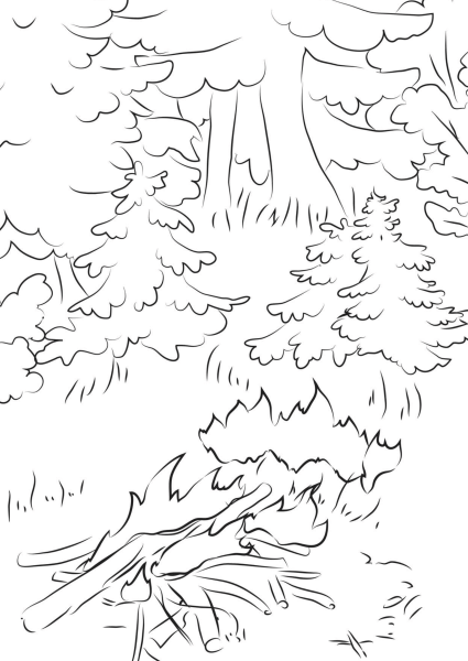 Лес раскраска для детей