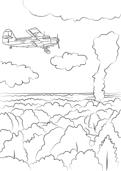 Лесной пожар раскраска для детей