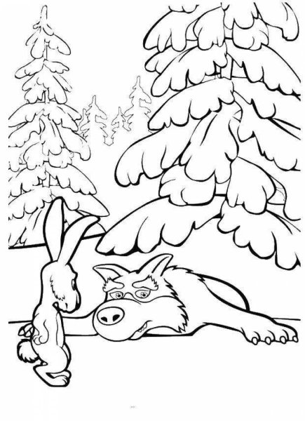 Раскраска лес зимой