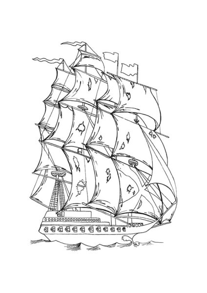 Парусный корабль раскраска