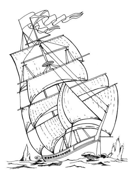 Корабль Алые паруса раскраска