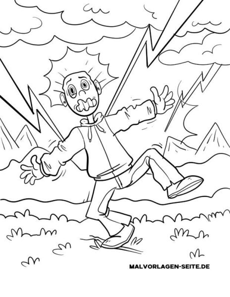 Раскраска безопасность в грозу