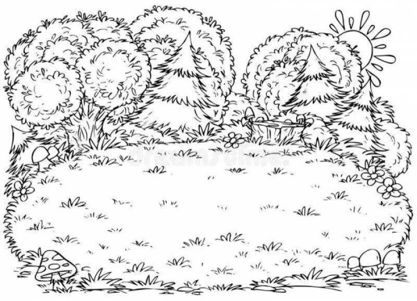 Поляна раскраска для детей