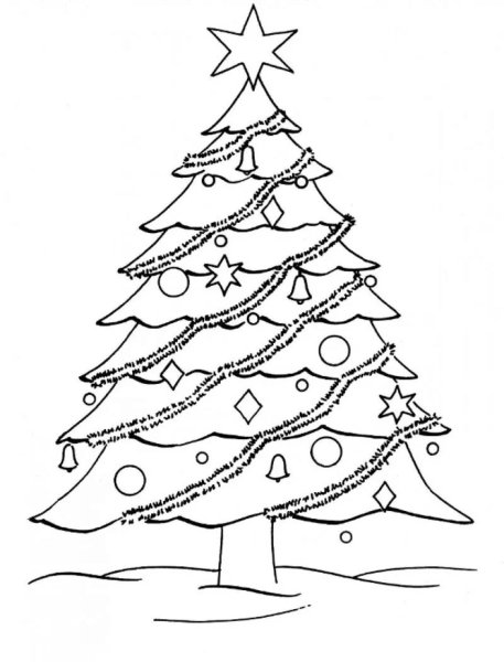 Раскраска елочка Новогодняя