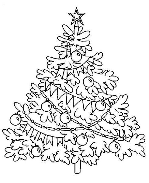 Зимняя ель раскраска