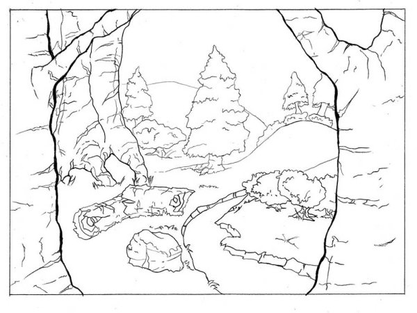 Раскраска тропинка в лесу