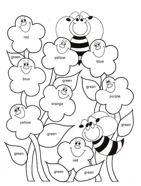 Раскраска на английском языке цвета