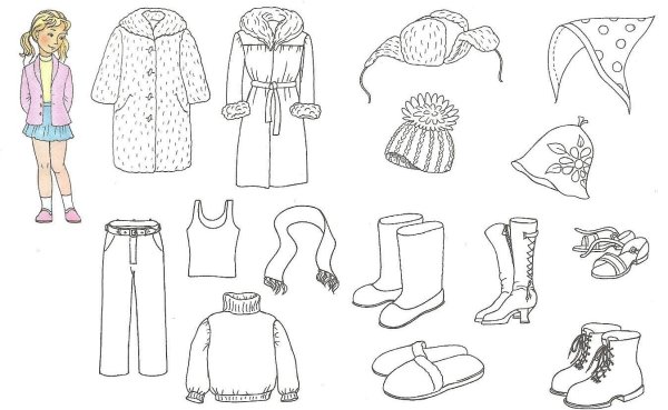 Летняя одежда раскраска