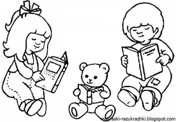 Раскраска дети в детском саду
