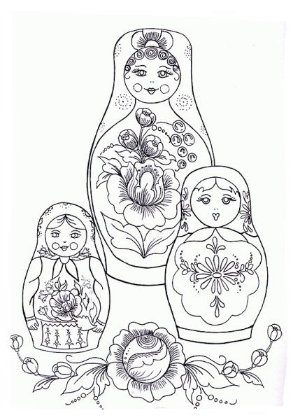 Полхов-Майданская Матрешка раскраска