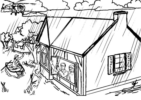 Наводнение раскраска для детей