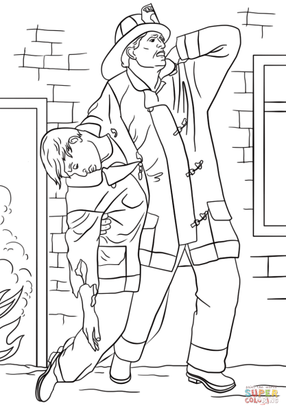 Профессия пожарный раскраска