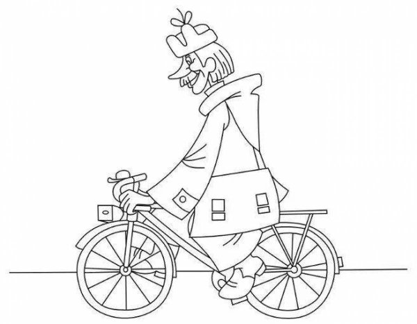 Простоквашино почтальон Печкин раскраска