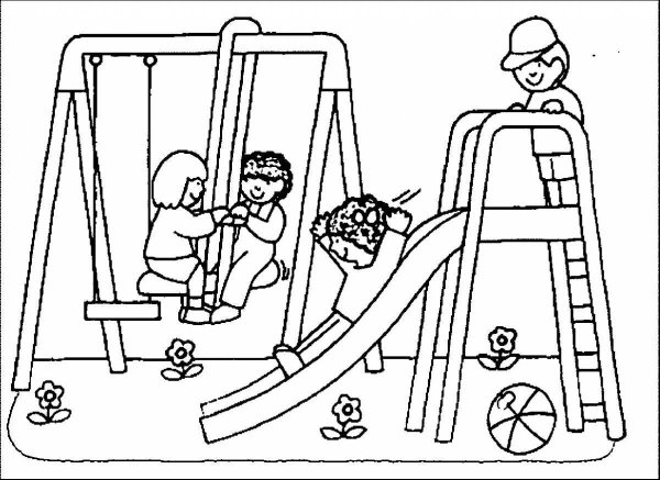 Детская площадка раскраска для детей