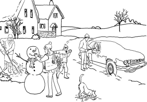 Двор раскраска для детей